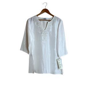 NWT! Nygard collection 100% silk off white tunic‎